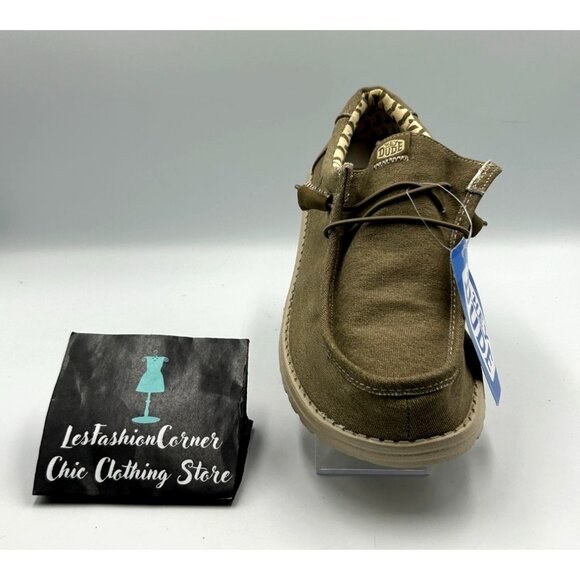 NWT Hey Dude Men's Khaki Canvas Wally Stretch Tobacco Loafers Shoes Size 10 3202 - Picture 15 of 16
